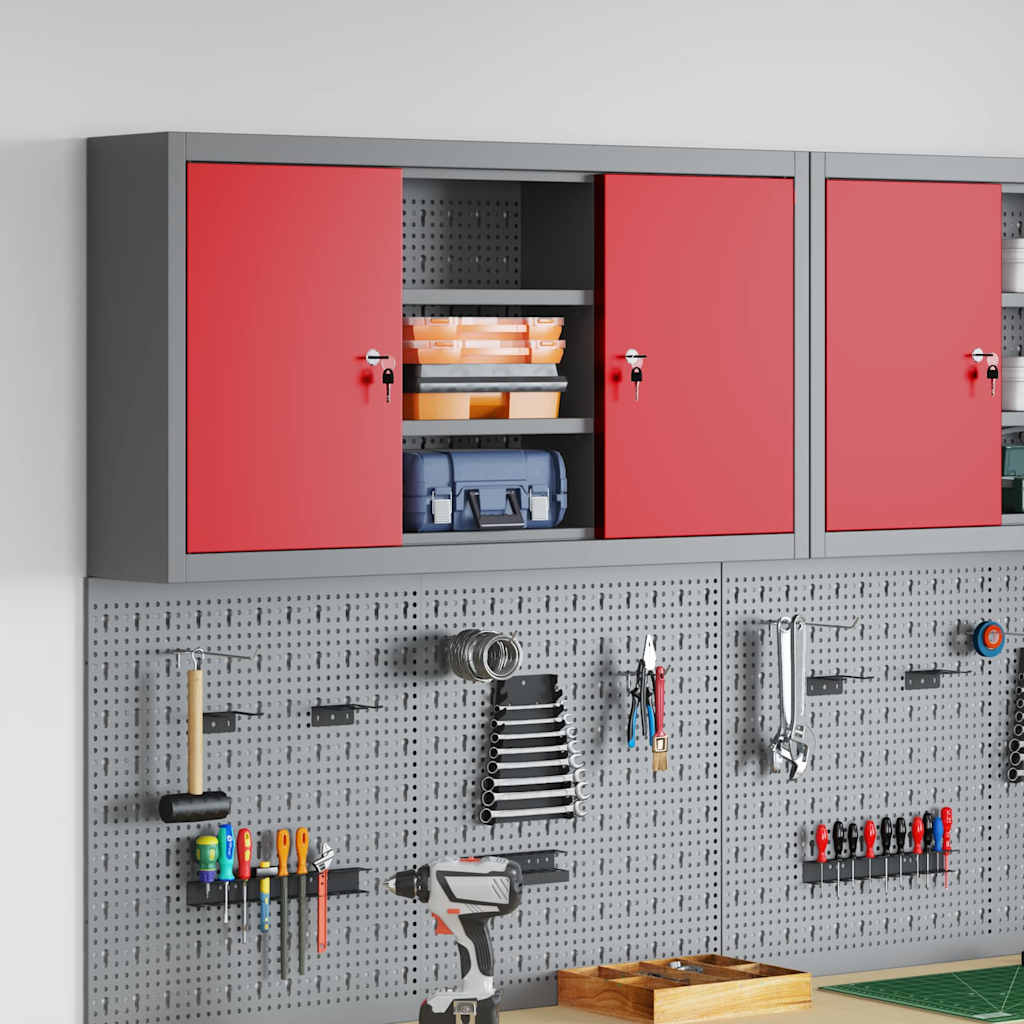 Tööriistakapp riiuliga Punane ja hall 100 x 20 x 55 cm Teras