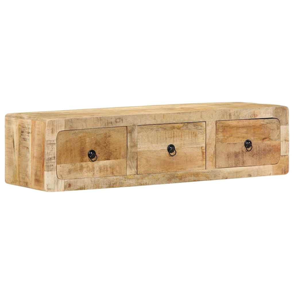Seinale kinnitatav telerikapp, 100 x 32 x 25 cm, täispuit, töötlemata mangopuu