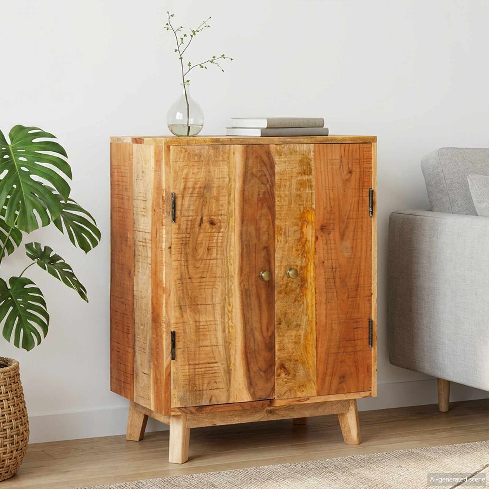 Ladustamiskapid riiuliga Pruun 55 x 35 x 75 cm Tugev mango puu