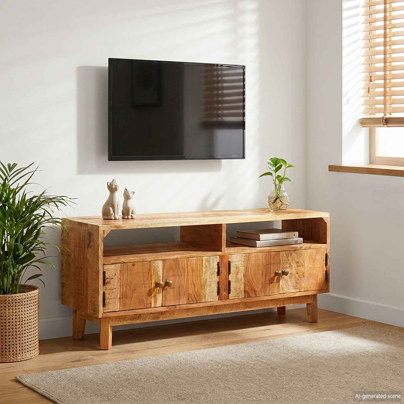 Ladustamiskapid uksega Pruun 110 x 30 x 45 cm Tugev mango puu