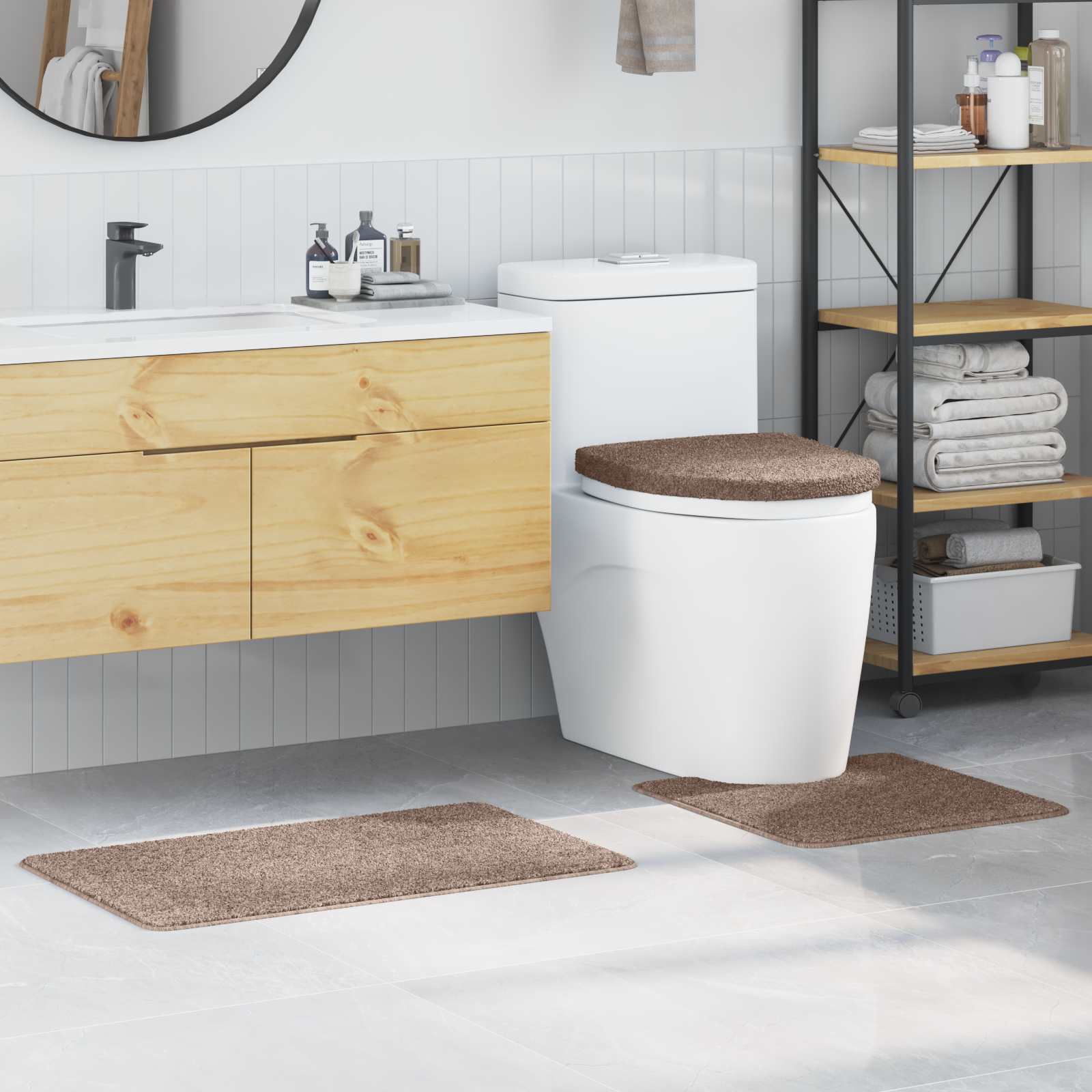 Libisemiskindel vannimatti komplekt 3 tk Pruun 50 x 80 cm PP