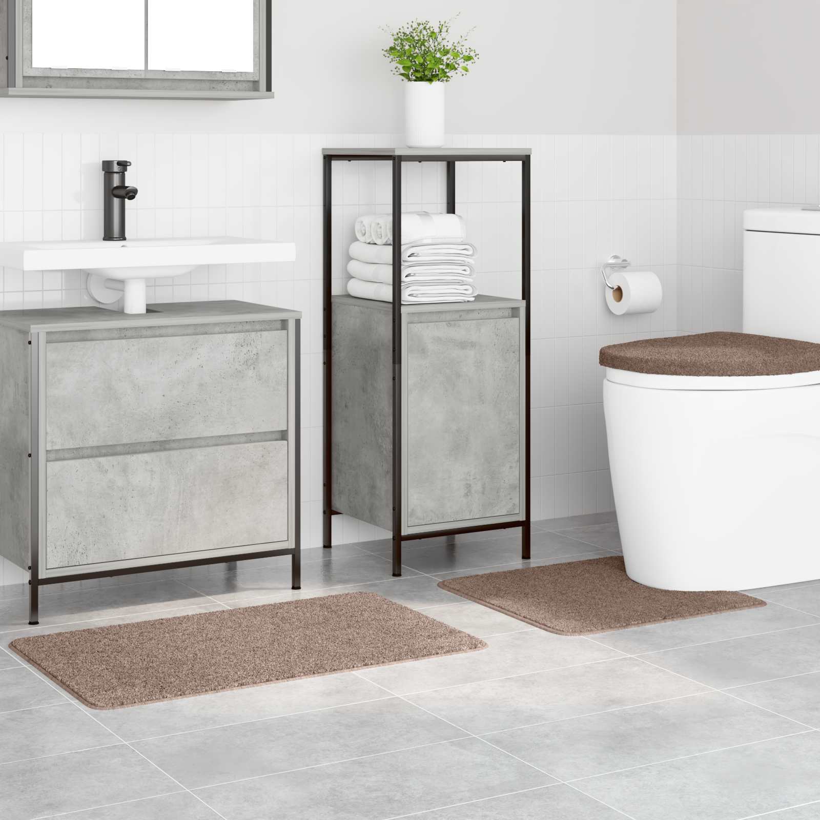 Libisemiskindel vannimatti komplekt 3 tk Pruun 50 x 80 cm PP