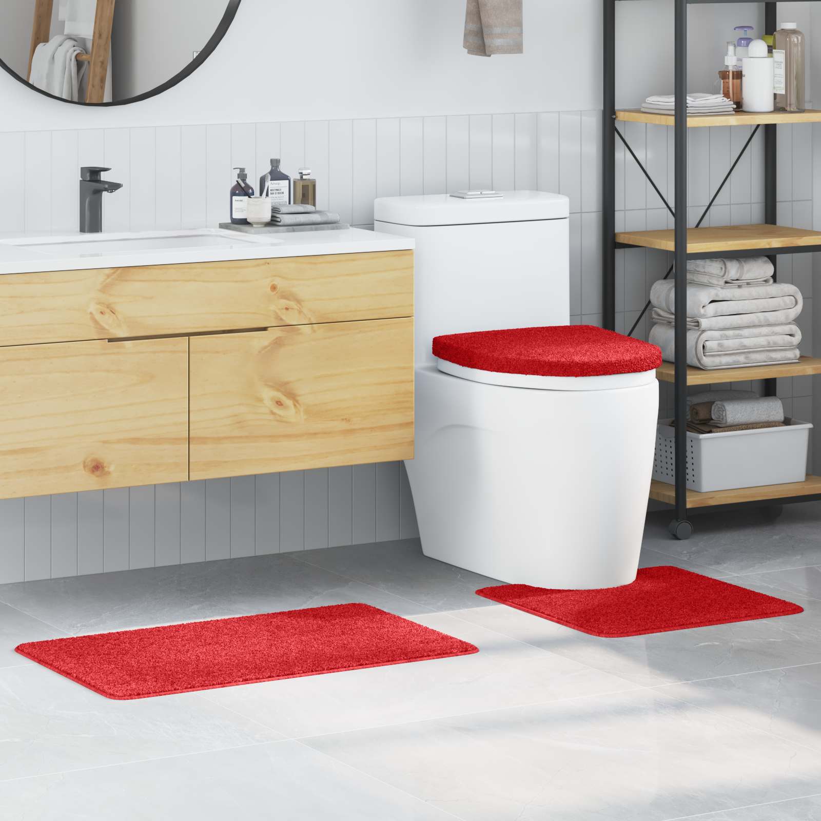 Libisemiskindel vannimatti komplekt 3 tk Punane 50 x 80 cm PP