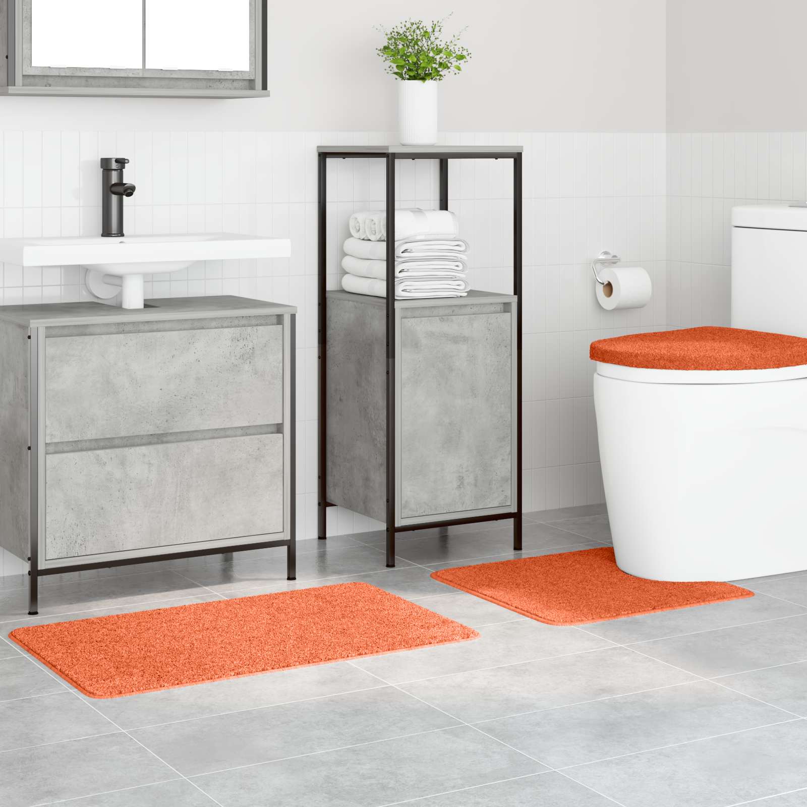 Libisemiskindel vannimatti komplekt 3 tk Oranž 50 x 80 cm PP