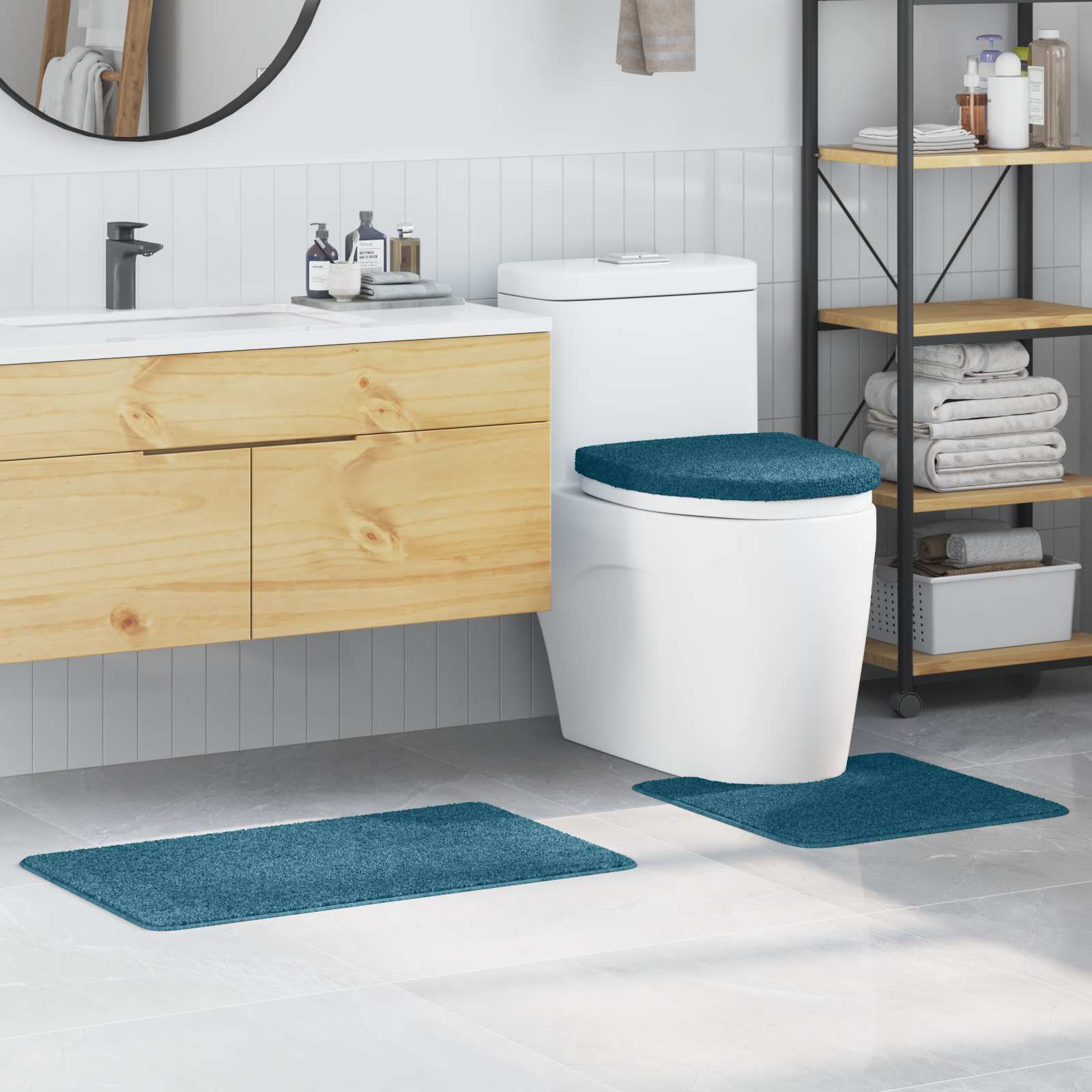 Libisemiskindel vannimatti komplekt 3 tk Sinine 50 x 80 cm PP