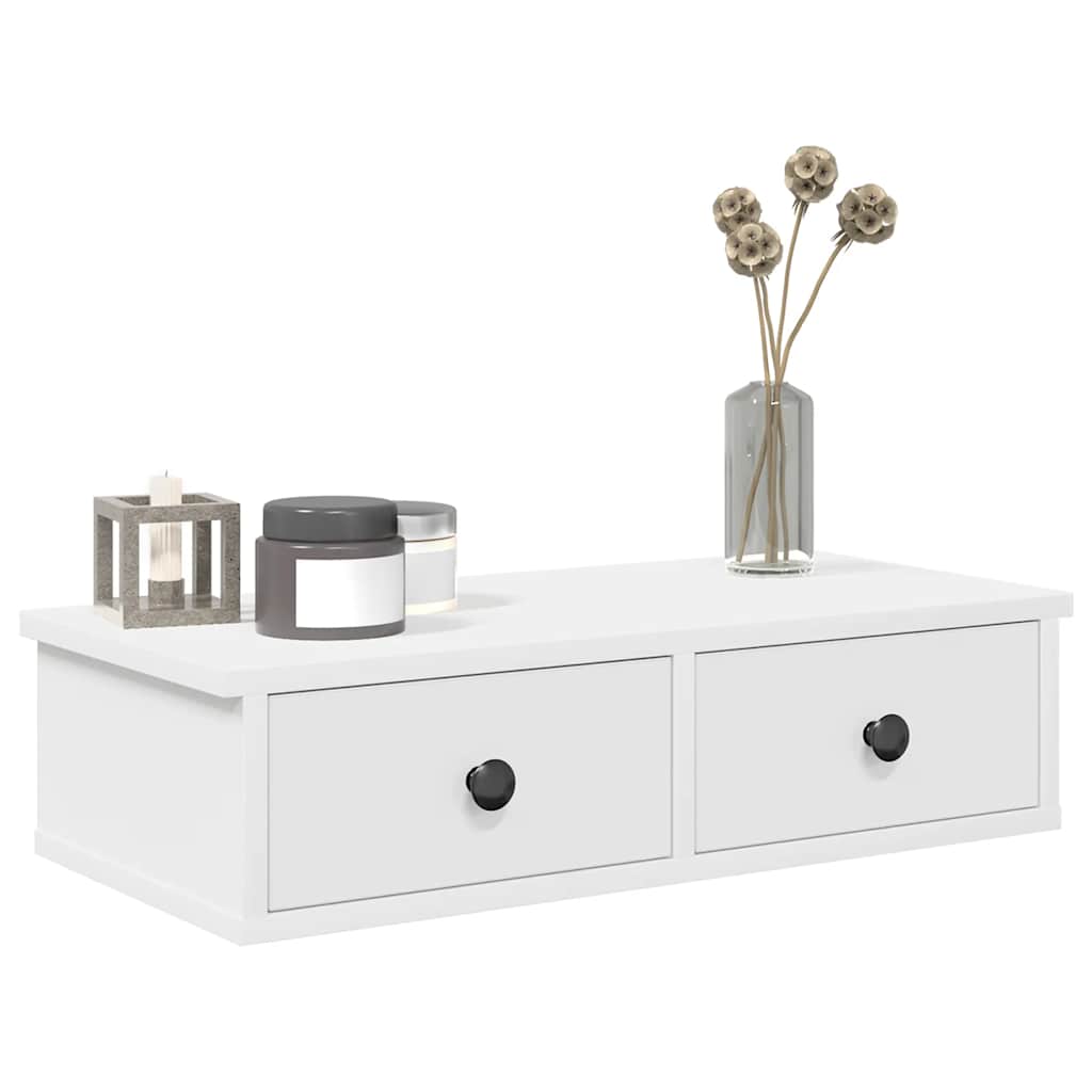 Sahtlitega seinariiul Valge 60x28x15 cm Engineered Wood