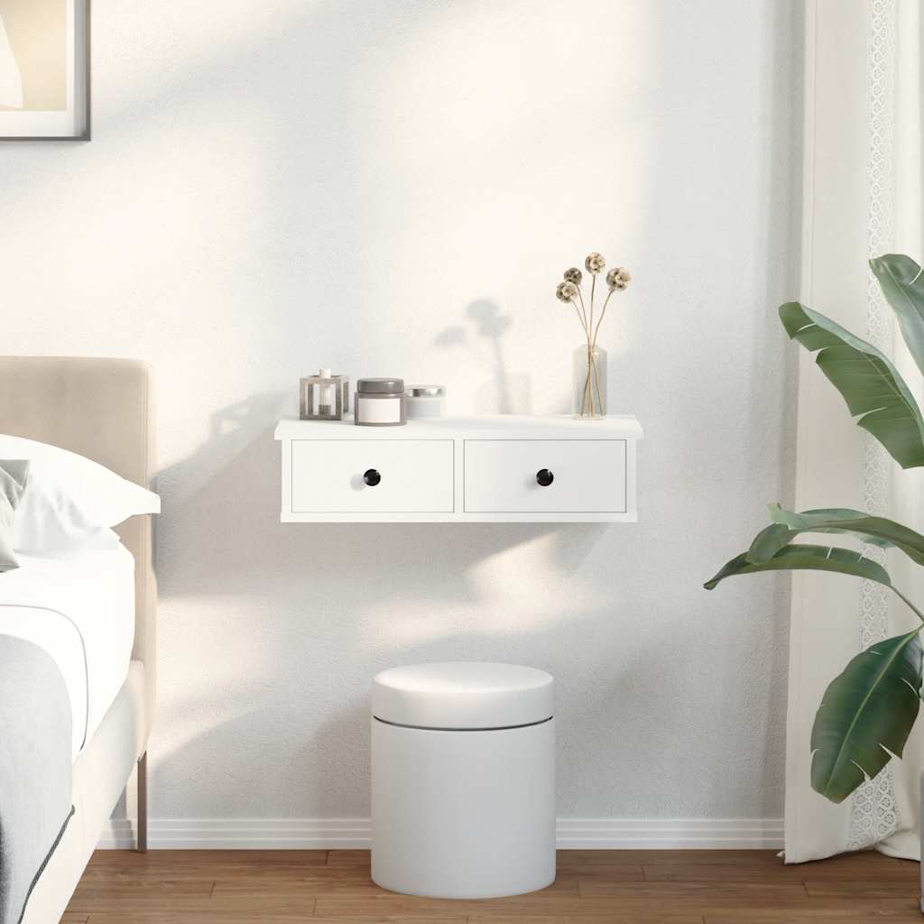 Sahtlitega seinariiul Valge 60x28x15 cm Engineered Wood