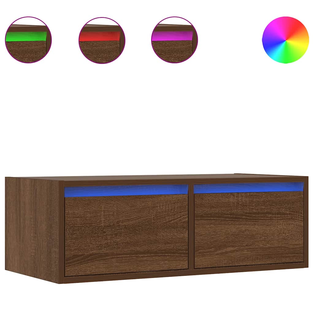 Telerialus LED-tuledega, pruun tamm, 75x35,5x25 cm