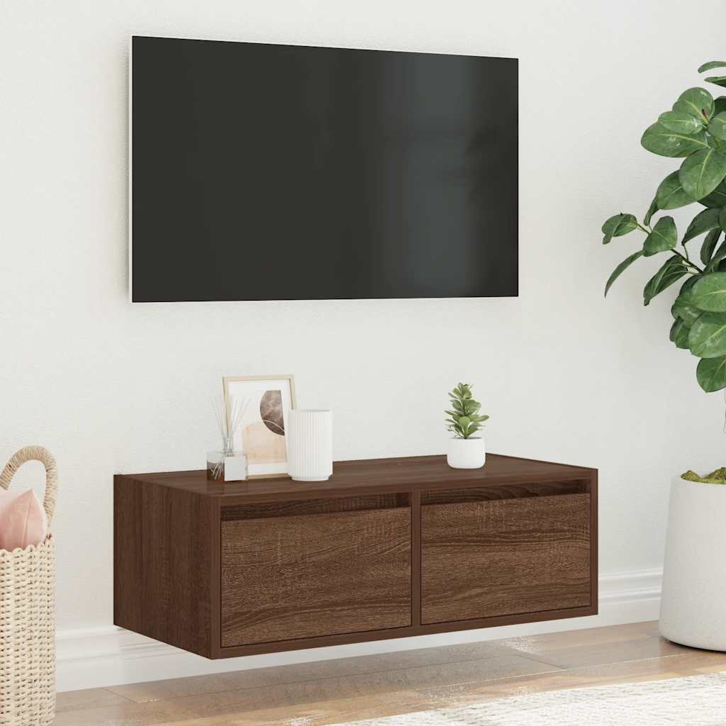 Telerialus LED-tuledega, pruun tamm, 75x35,5x25 cm