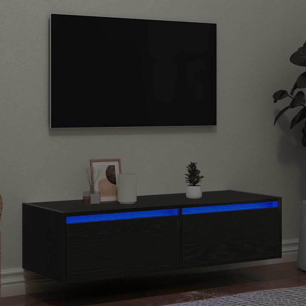 Telerialus LED-tuledega, must tamm, 100X35,5x25 cm