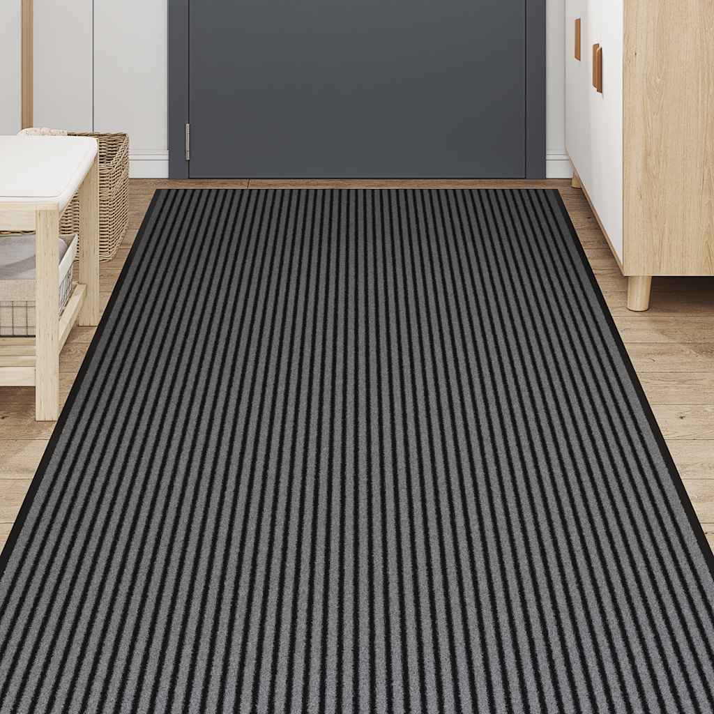 Uksematt, triibuline, must ja hall, 115 x 500 cm