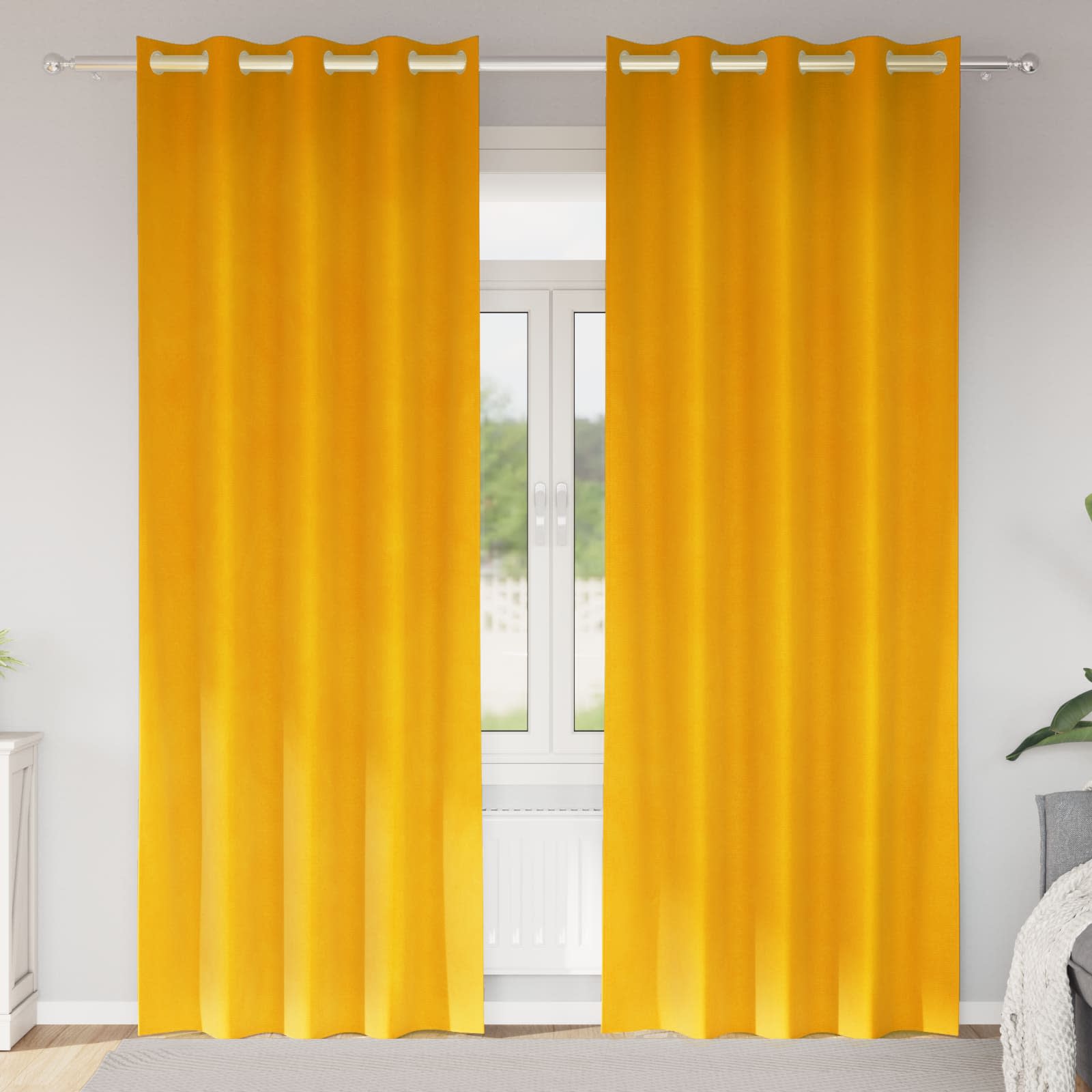 Kardinaid 2 tk Sinepikollane 140 x 260 cm Samet