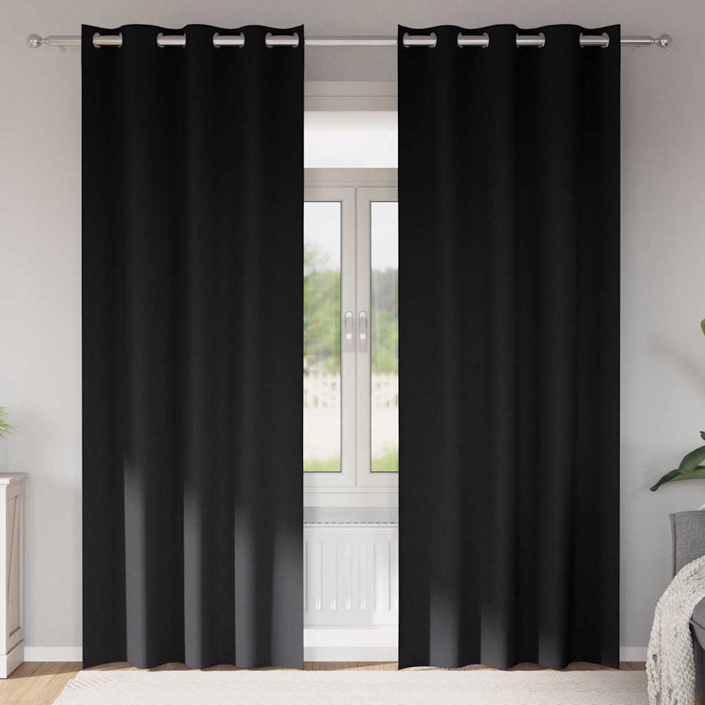 Kardinad rõngastega 2 tk Must 245 x 140 cm Polüester