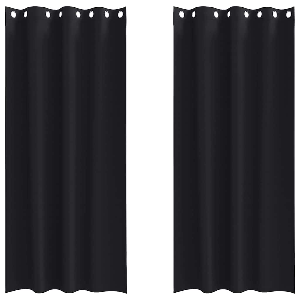 Kardinad rõngastega 2 tk Must 260 x 140 cm Polüester