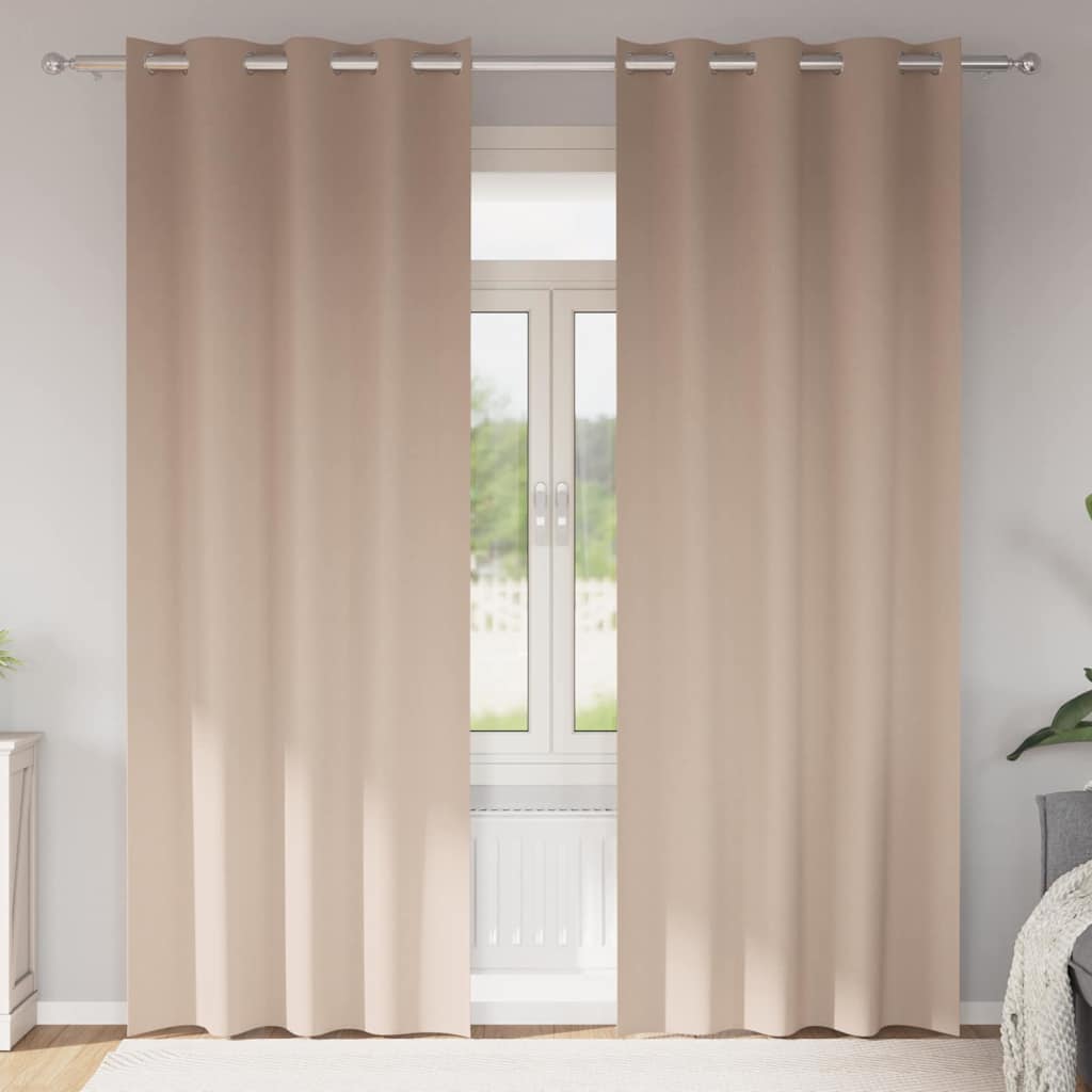 Kardinad rõngastega 2 tk Pruunikashall 245 x 140 cm Polüester