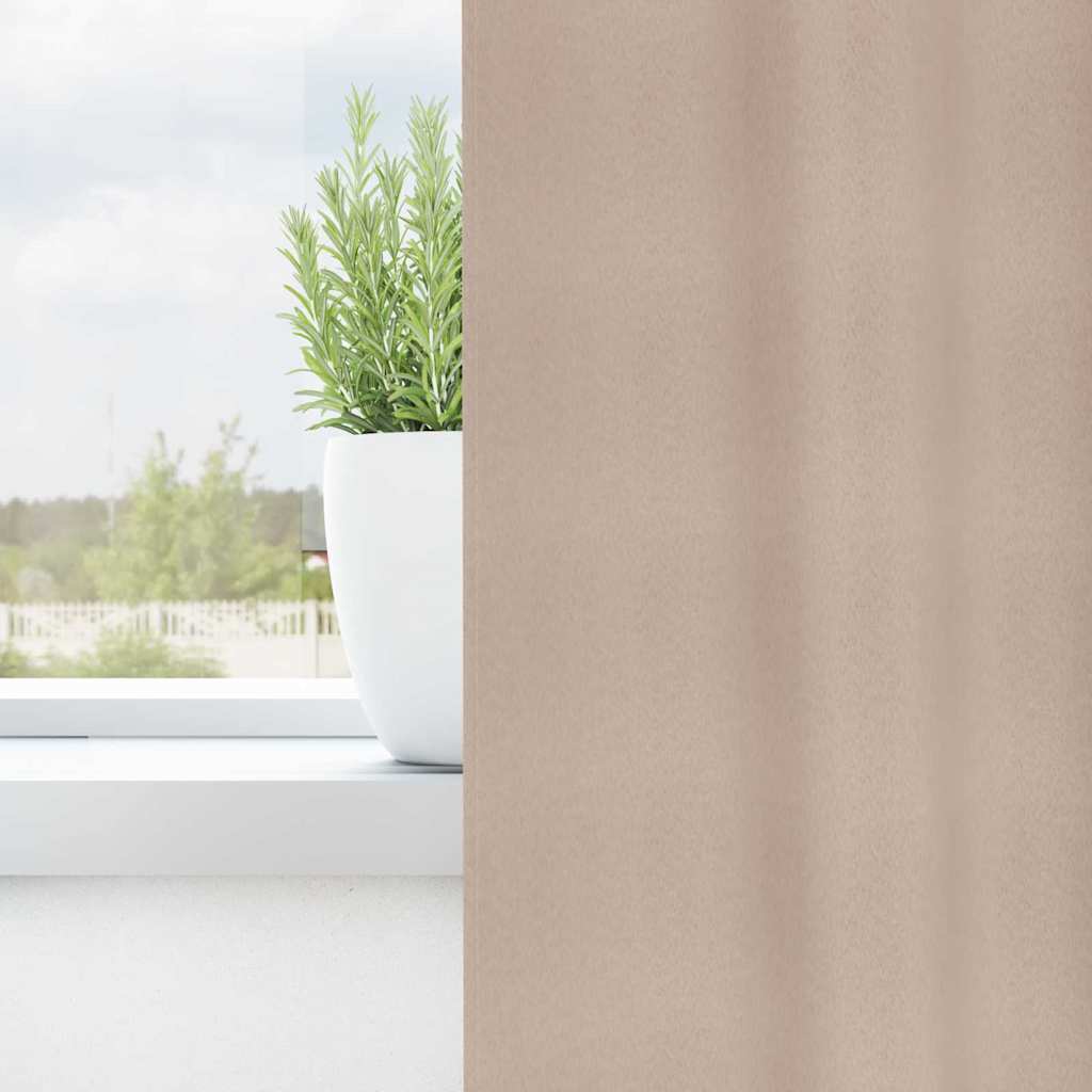 Kardinad rõngastega 2 tk Pruunikashall 260 x 140 cm Polüester