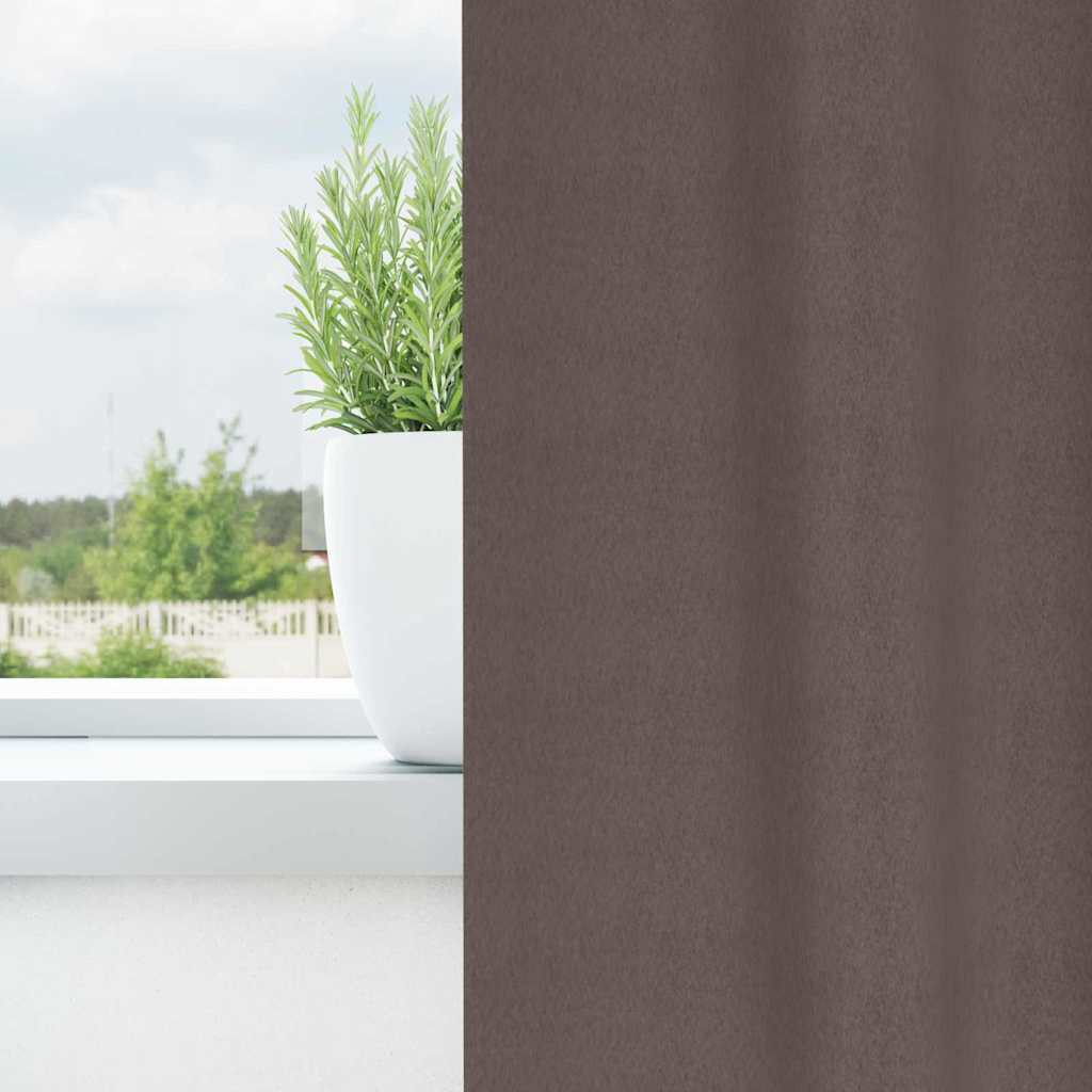Kardinad rõngastega 2 tk Tume pruun 225 x 140 cm Polüester