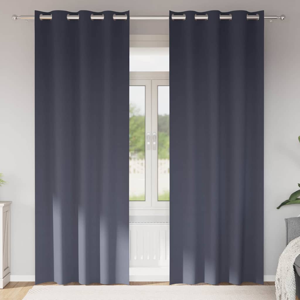 Kardinad rõngastega 2 tk Antratsiit 260 x 140 cm Polüester