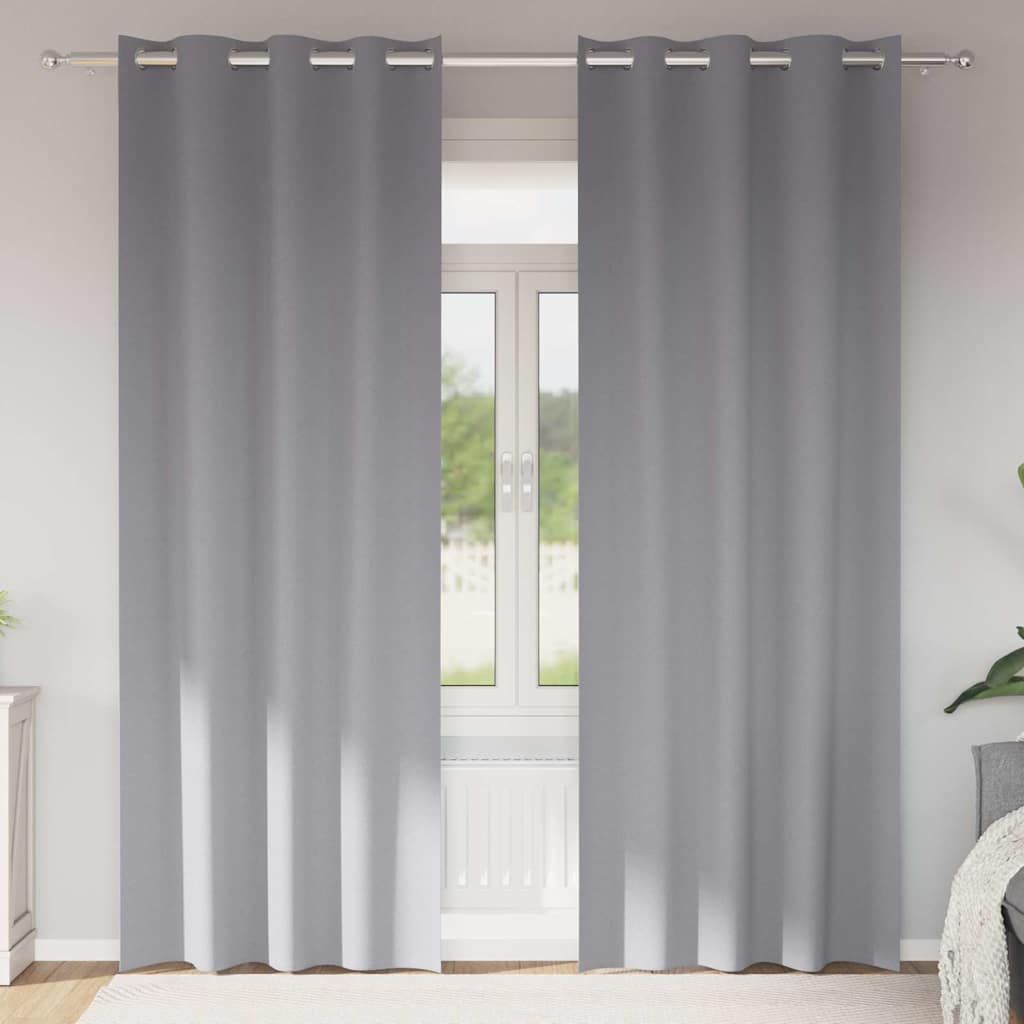 Kardinad rõngastega 2 tk Helehall 245 x 140 cm Polüester