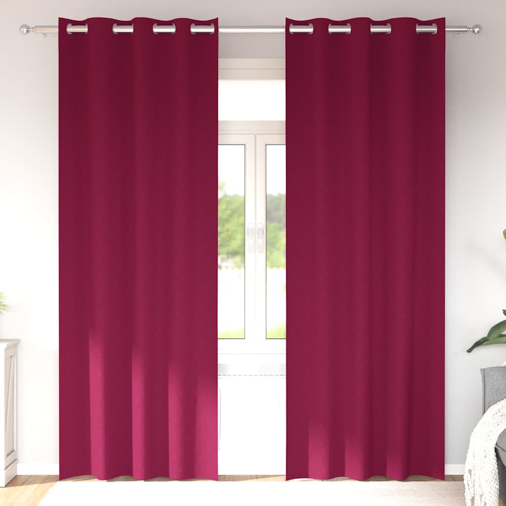 Kardinad rõngastega 2 tk Veinpunane 260 x 140 cm Polüester