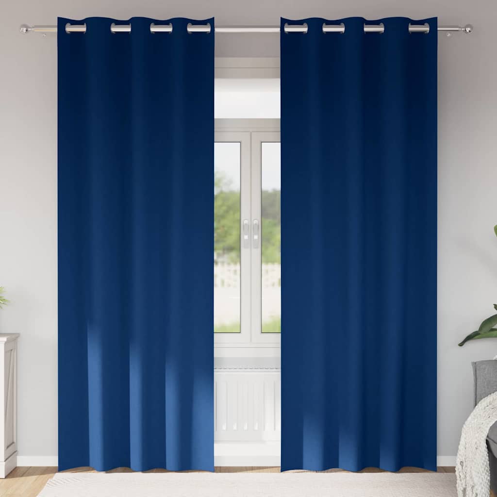 Kardinad rõngastega 2 tk Tumesinine 245 x 140 cm Polüester
