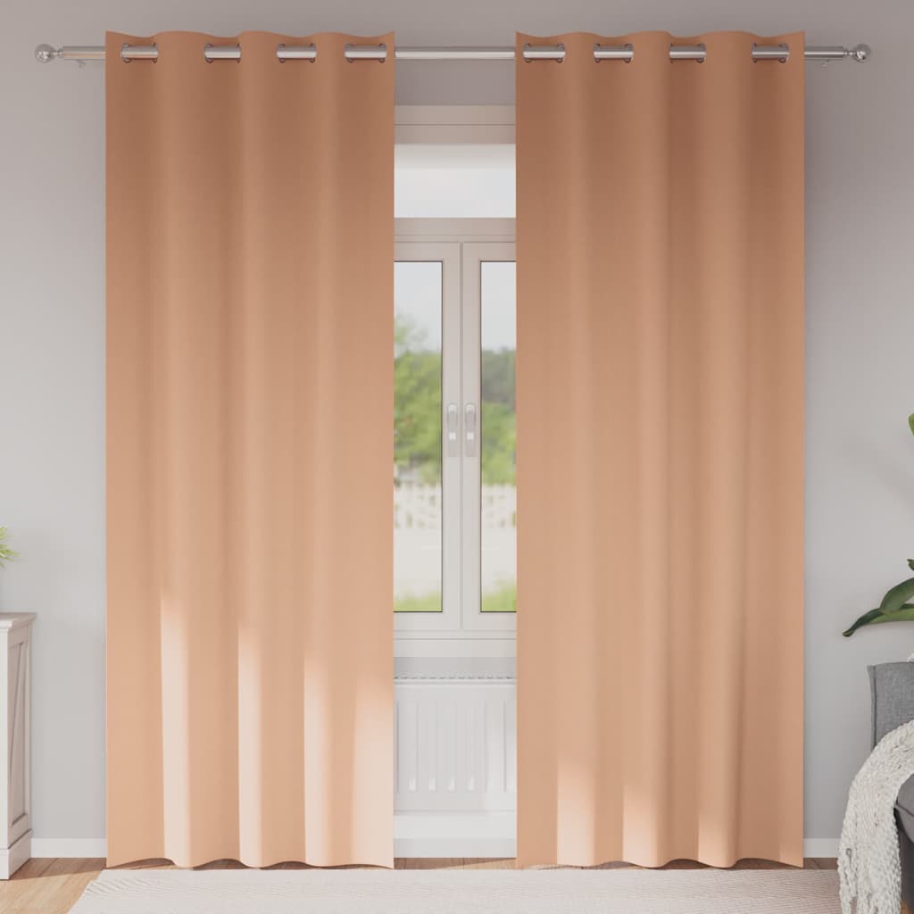 Kardinad rõngastega 2 tk Helepruun 225 x 140 cm Polüester