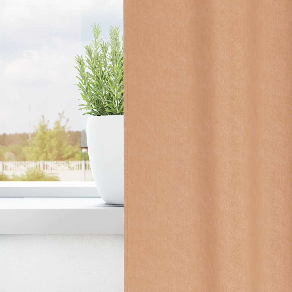 Kardinad rõngastega 2 tk Helepruun 260 x 140 cm Polüester