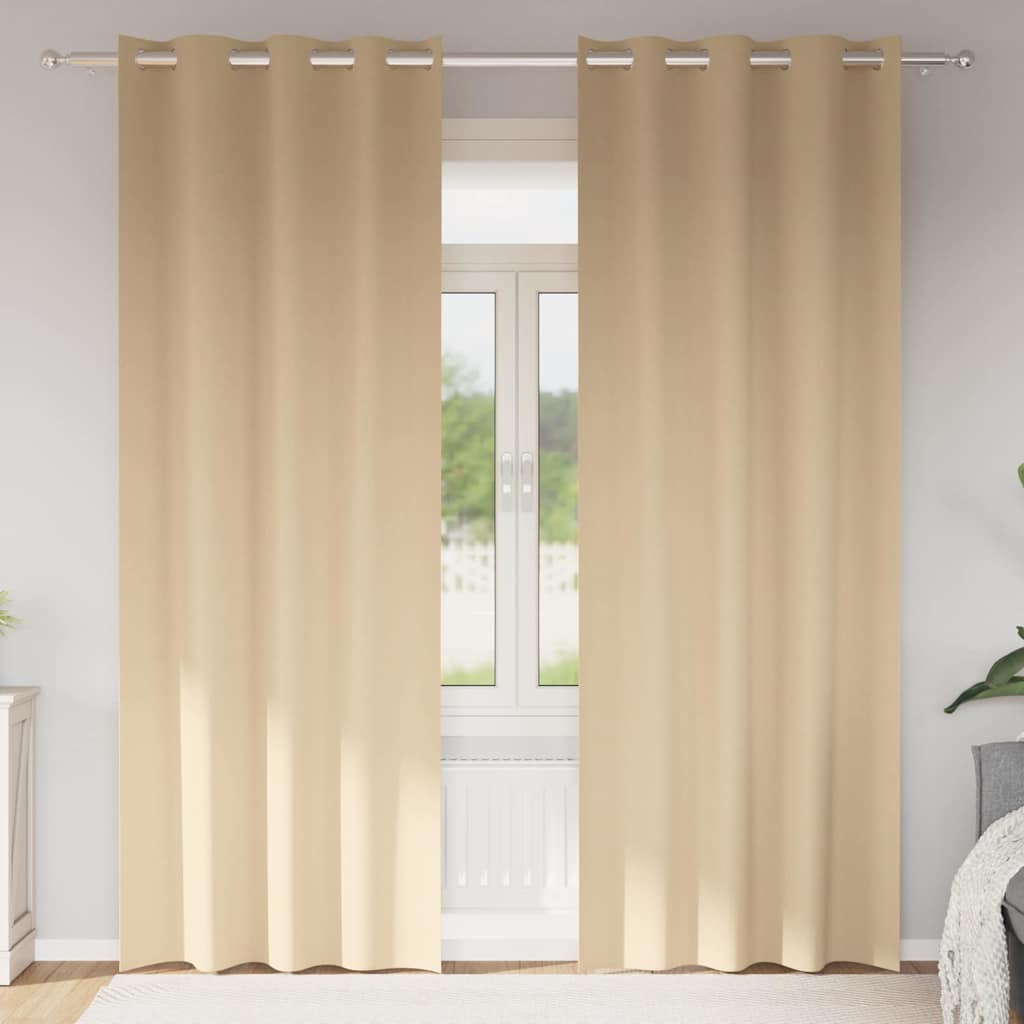 Kardinad rõngastega 2 tk Kreemjas 245 x 140 cm Polüester