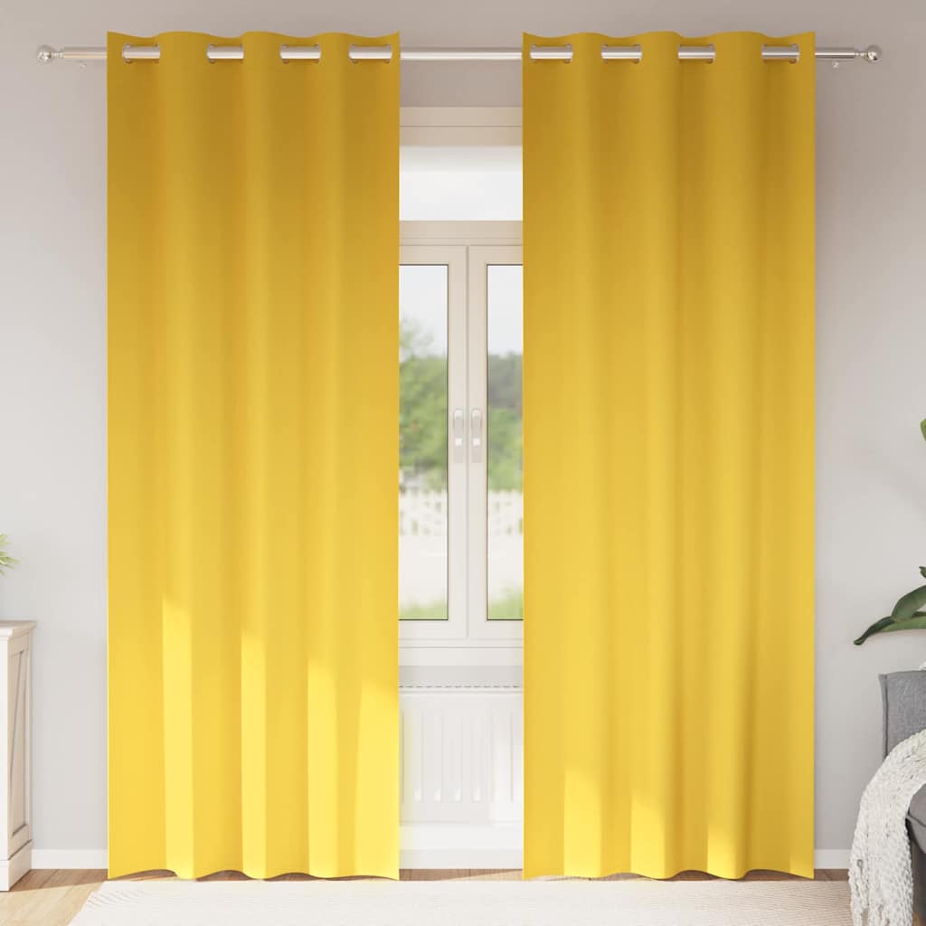 Kardinad rõngastega 2 tk Sinepikollane 260 x 140 cm Polüester