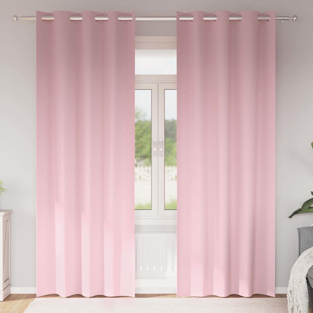Kardinad rõngastega 2 tk Beebiroosa 225 x 140 cm Polüester