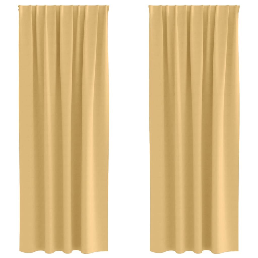 Kardinad rõngastega 2 tk Beež 260 x 140 cm Polüester