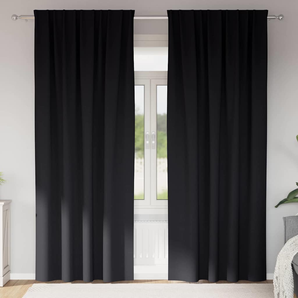Kardinad rõngastega 2 tk Must 245 x 140 cm Polüester