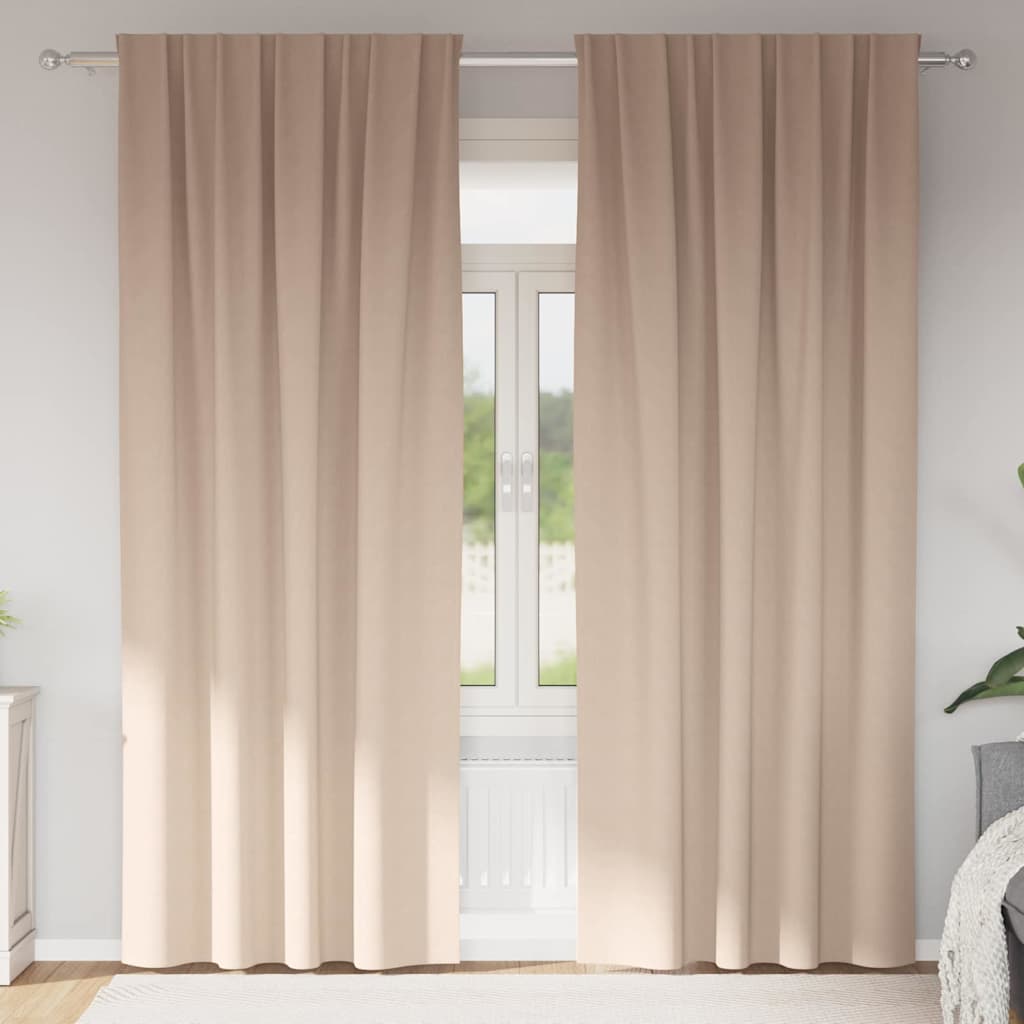 Kardinad rõngastega 2 tk Pruunikashall 245 x 140 cm Polüester