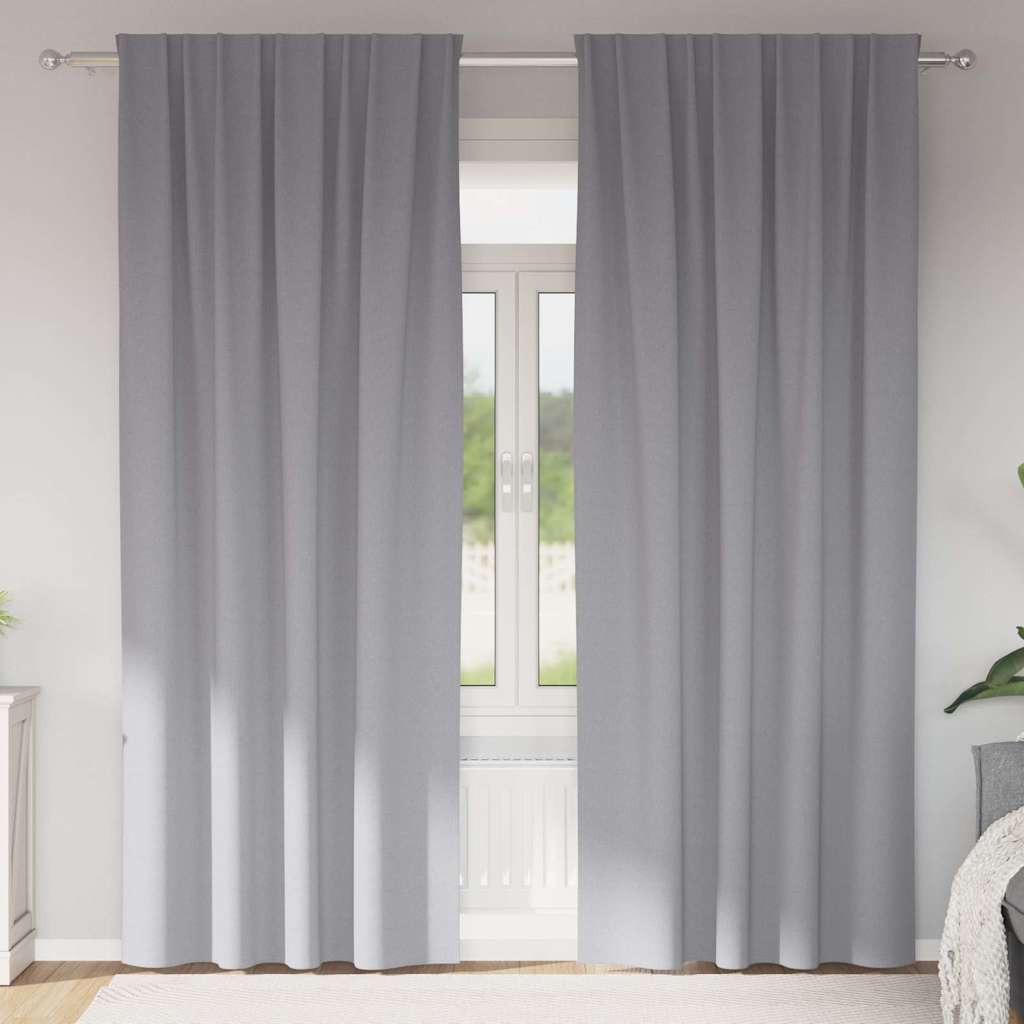 Kardinad rõngastega 2 tk Helehall 245 x 140 cm Polüester