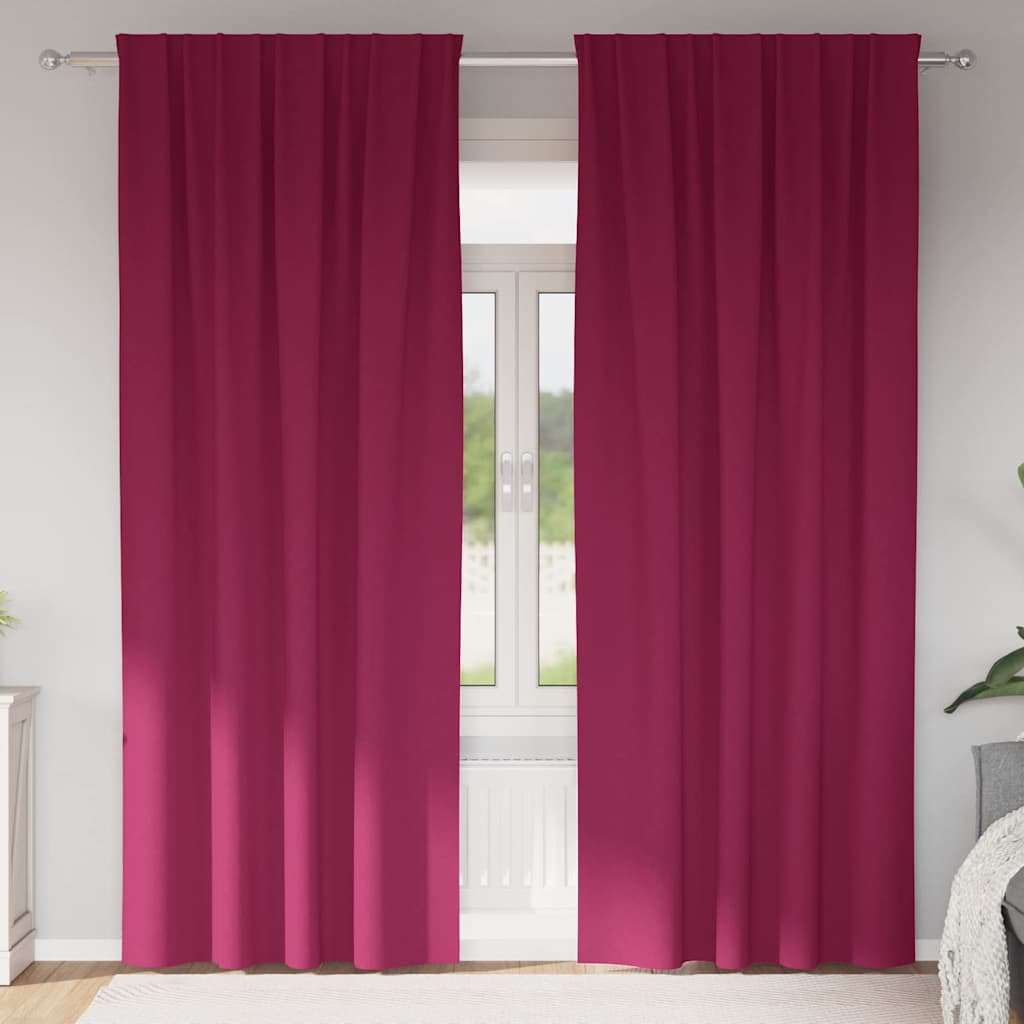 Kardinad rõngastega 2 tk Veinpunane 225 x 140 cm Polüester
