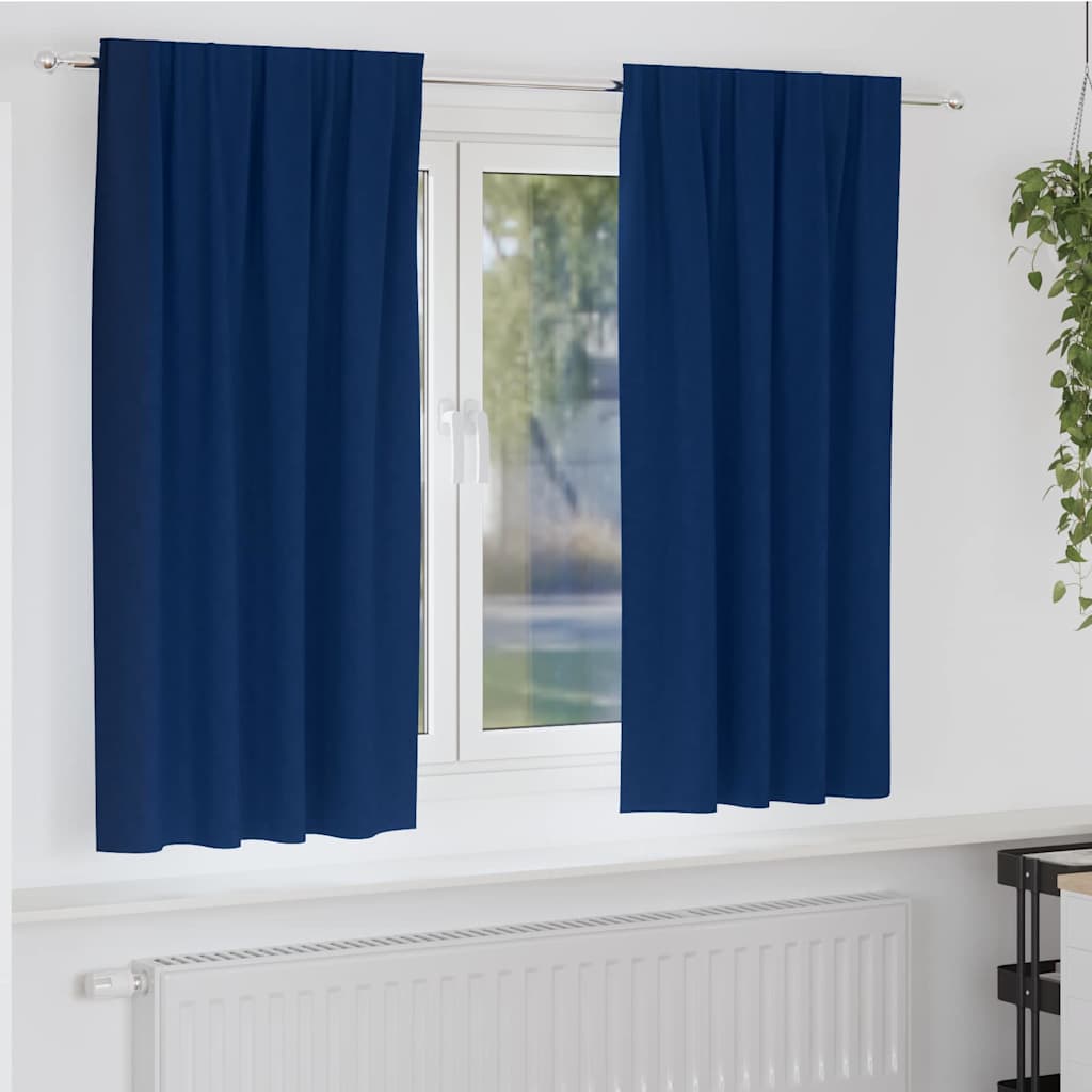 Kardinad rõngastega 2 tk Tumesinine 175 x 140 cm Polüester