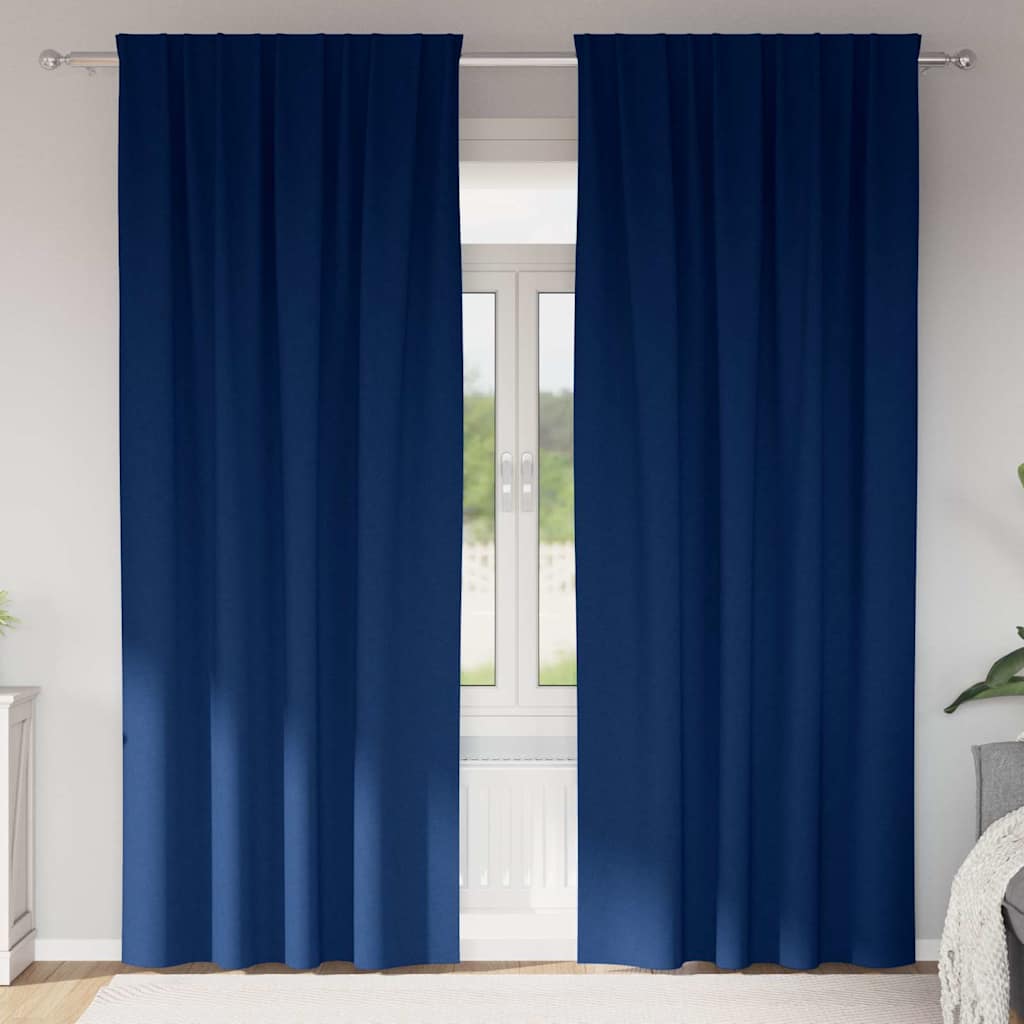 Kardinad rõngastega 2 tk Tumesinine 260 x 140 cm Polüester