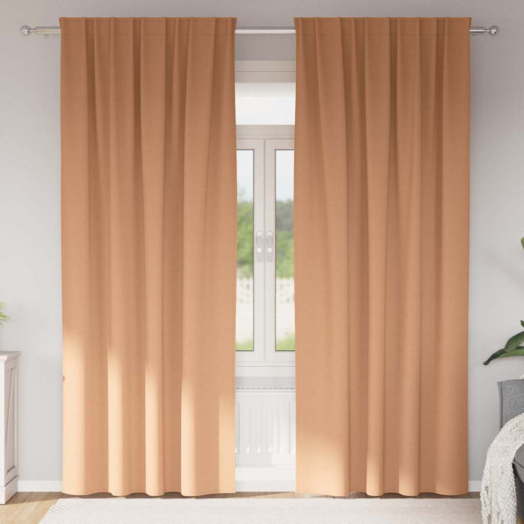 Kardinad rõngastega 2 tk Helepruun 260 x 140 cm Polüester