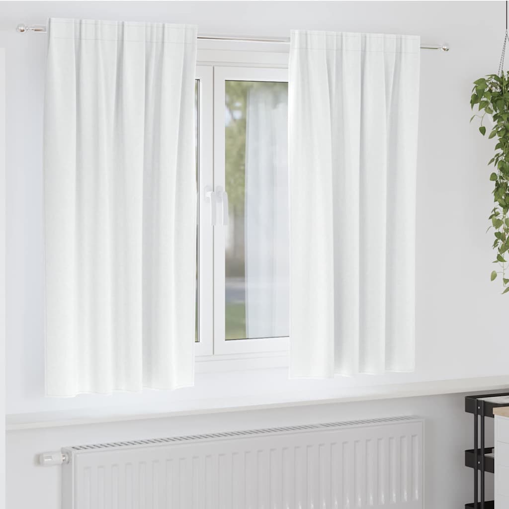 Kardinad rõngastega 2 tk Helevalge 175 x 140 cm Polüester