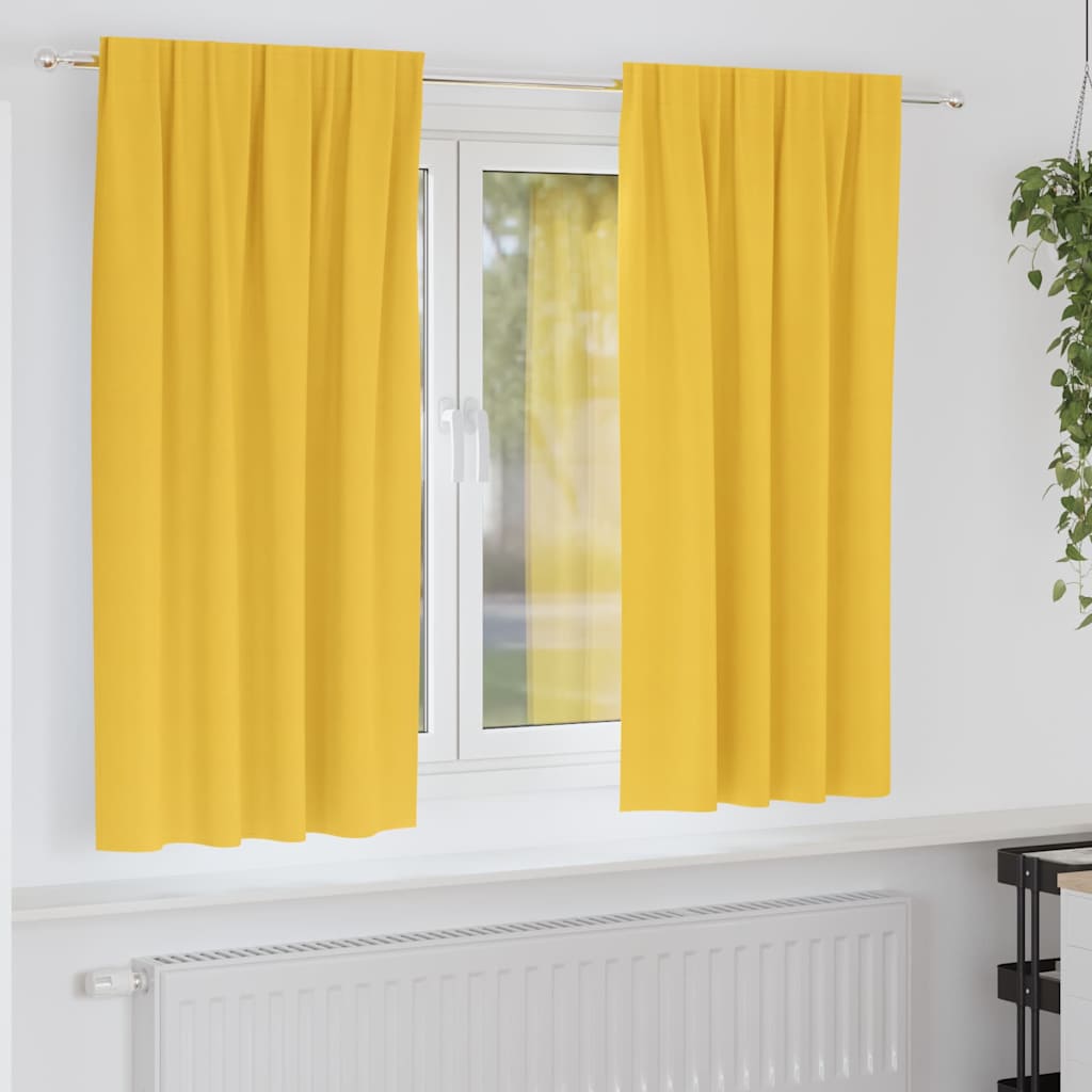 Kardinad rõngastega 2 tk Sinepikollane 175 x 140 cm Polüester
