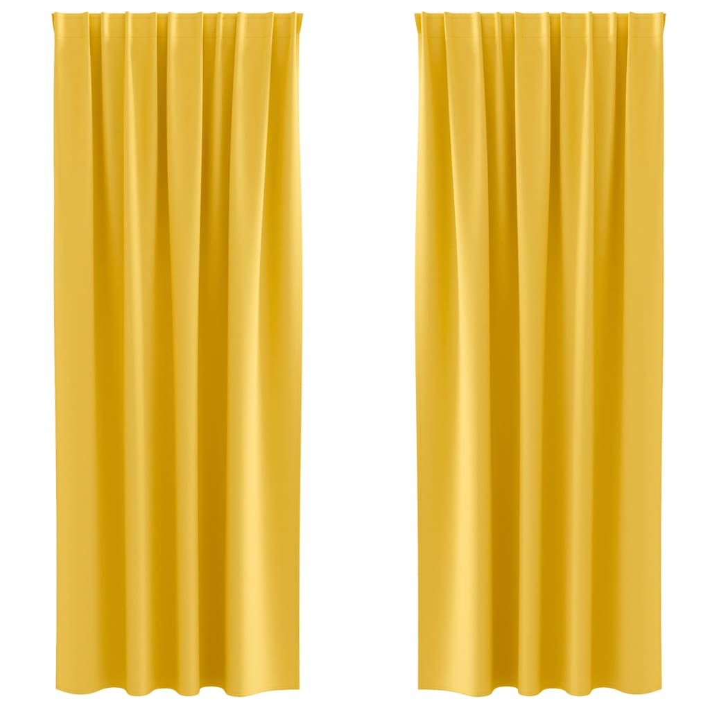 Kardinad rõngastega 2 tk Sinepikollane 245 x 140 cm Polüester