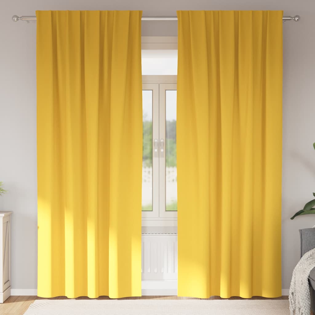 Kardinad rõngastega 2 tk Sinepikollane 260 x 140 cm Polüester