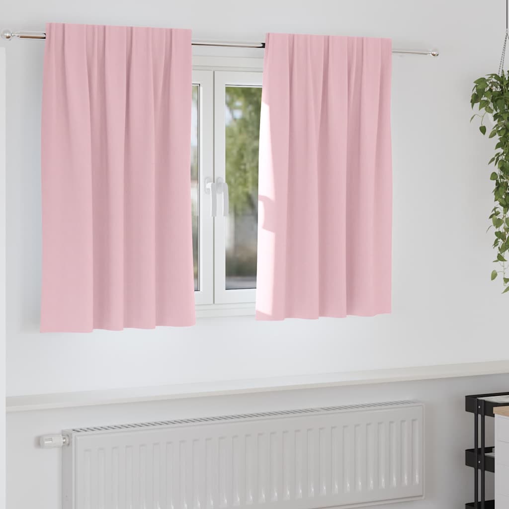 Kardinad rõngastega 2 tk Beebiroosa 140 x 140 cm Polüester