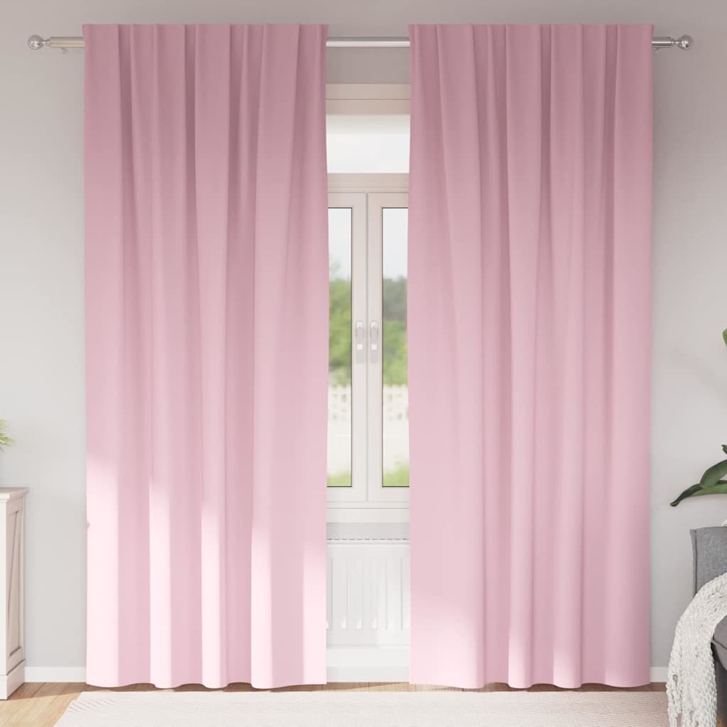 Kardinad rõngastega 2 tk Beebiroosa 260 x 140 cm Polüester
