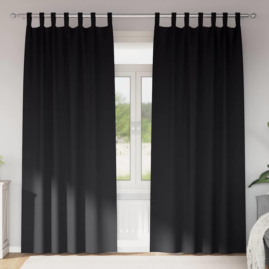 Kardinad rõngastega 2 tk Must 260 x 140 cm Polüester