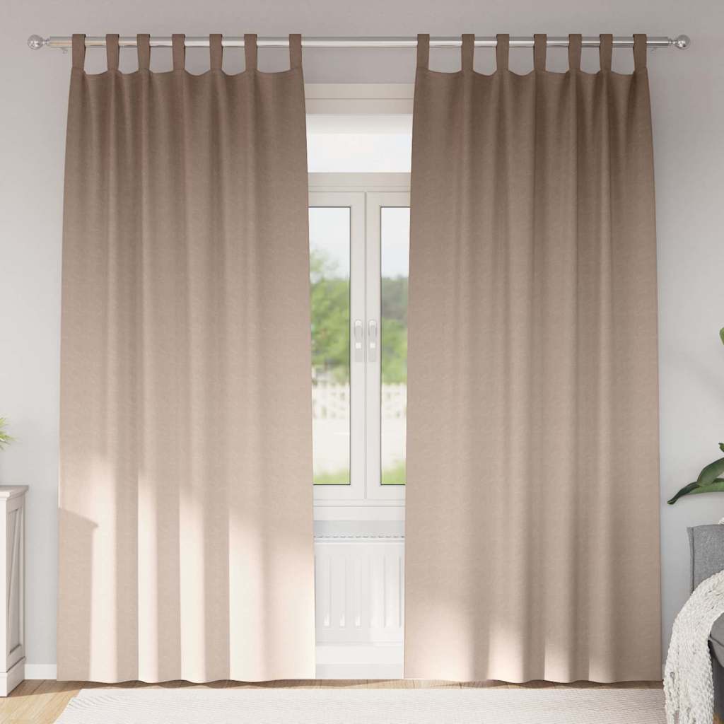 Kardinad rõngastega 2 tk Pruunikashall 260 x 140 cm Polüester