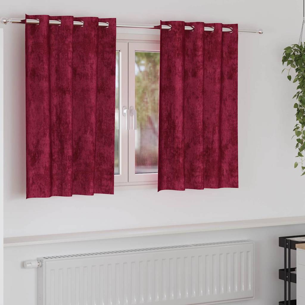 Satiinist kardinad 2 tk Veinpunane 140 x 140 cm Samet