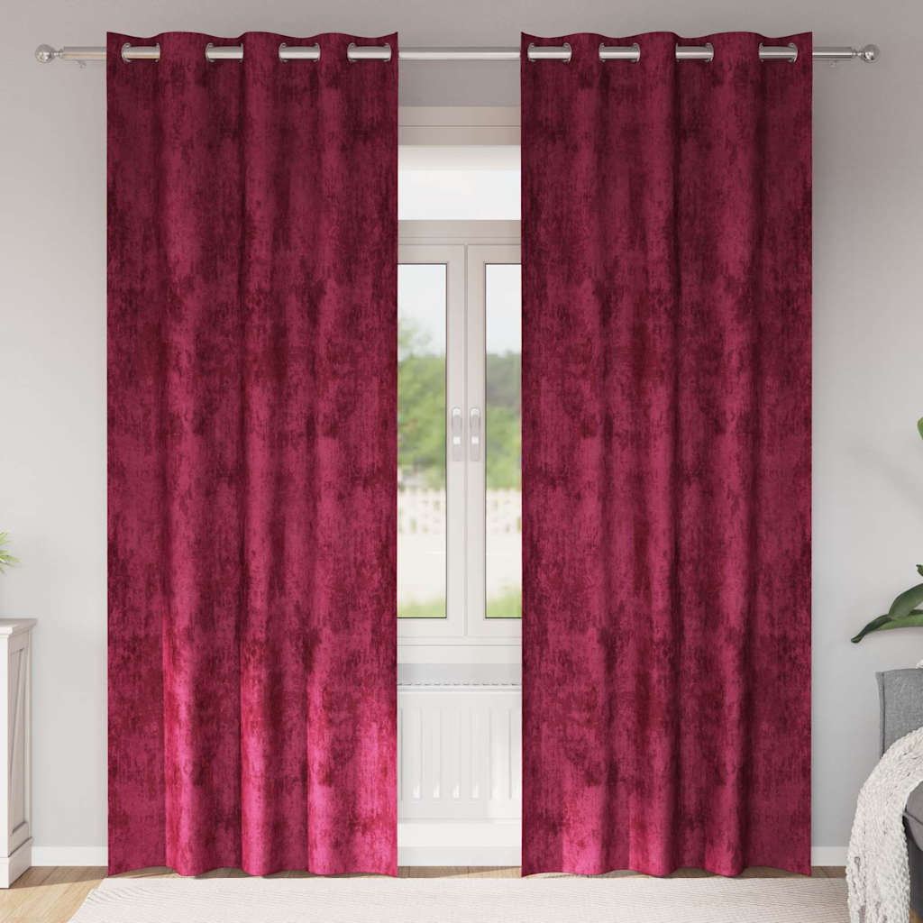 Satiinist kardinad 2 tk Veinipunane 245 x 140 cm Samet