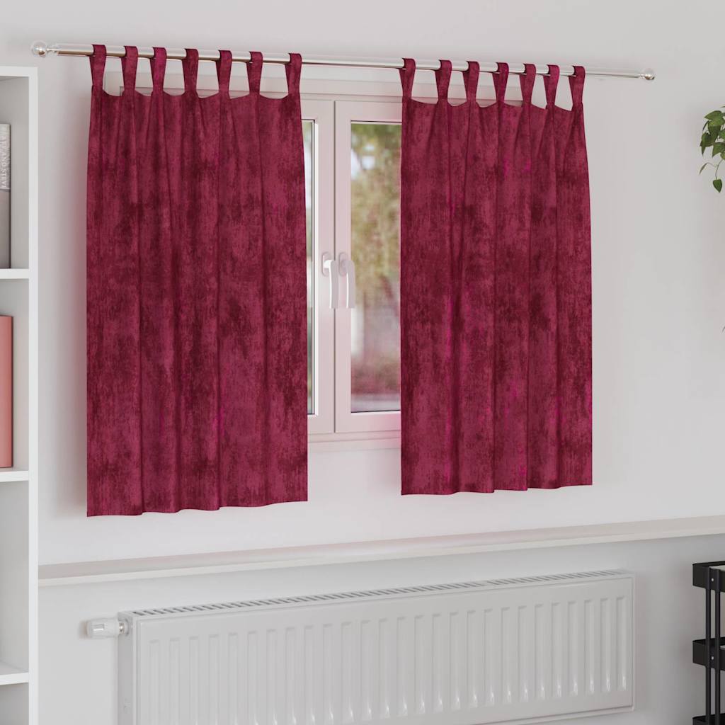 Satiinist kardinad 2 tk Veinpunane 140 x 140 cm Samet