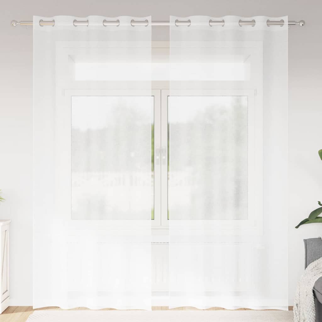 Voile Kardin 2 tk Valge 225 x 140 cm Polüester
